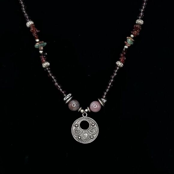 Boho Beaded Pendant Necklace Unisex 19" Multicolor Gem stones Single Strand - Picture 1 of 8